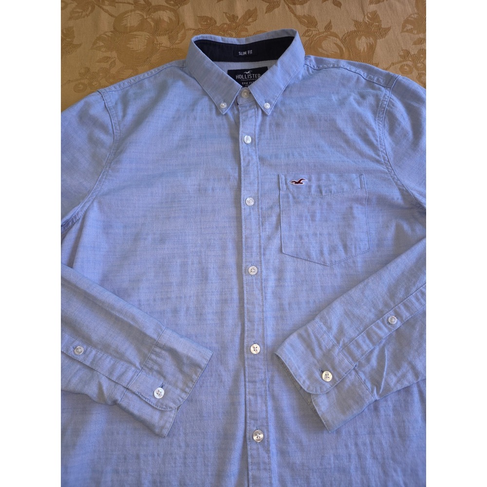 Hollister Epic Flex Slim Fit Button Down Shirt Mens Medium Light Blue Oxford